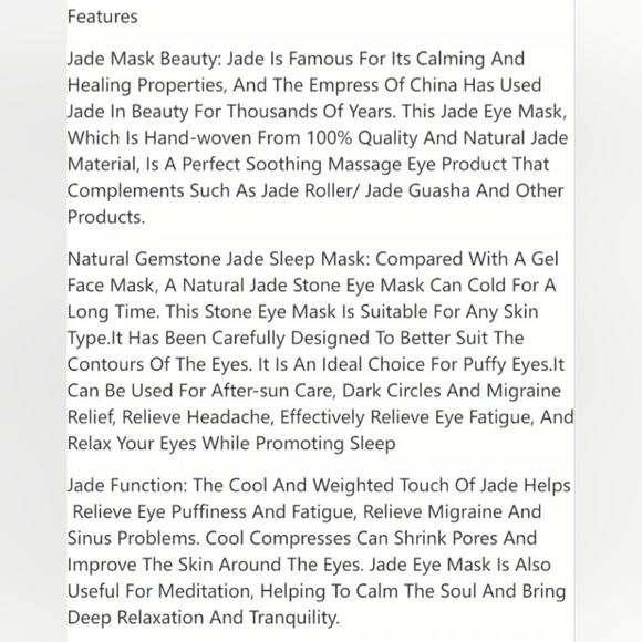 Large Green Genuine Jade Crystal Eye Mask Spa Relaxation Meditation Massage NEW! - Picture 10 of 12